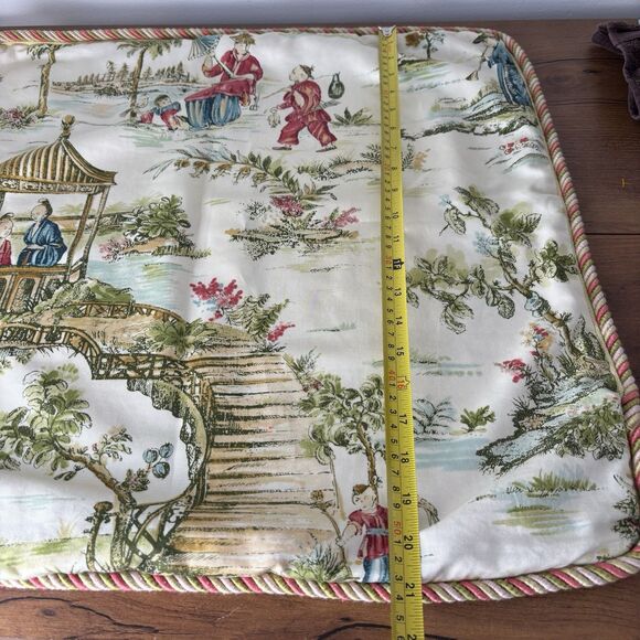 Waverly "Pacific Pavilon" Oriental Toile Designer Pillow Without Instert 21x21.5 - Picture 10 of 10